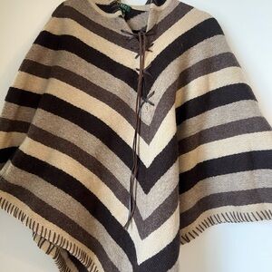 Ralph Lauren Brown and Cream Knit Poncho